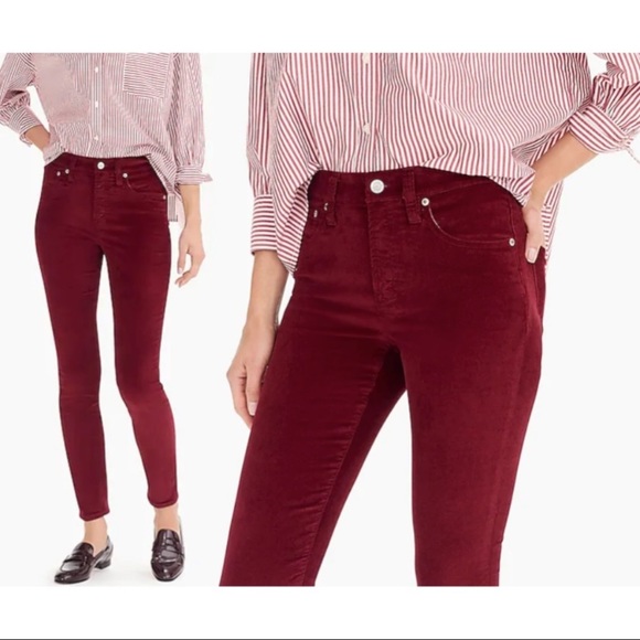 J. Crew Pants - J. Crew Red Velvet 9” High-Rise Toothpick Pants